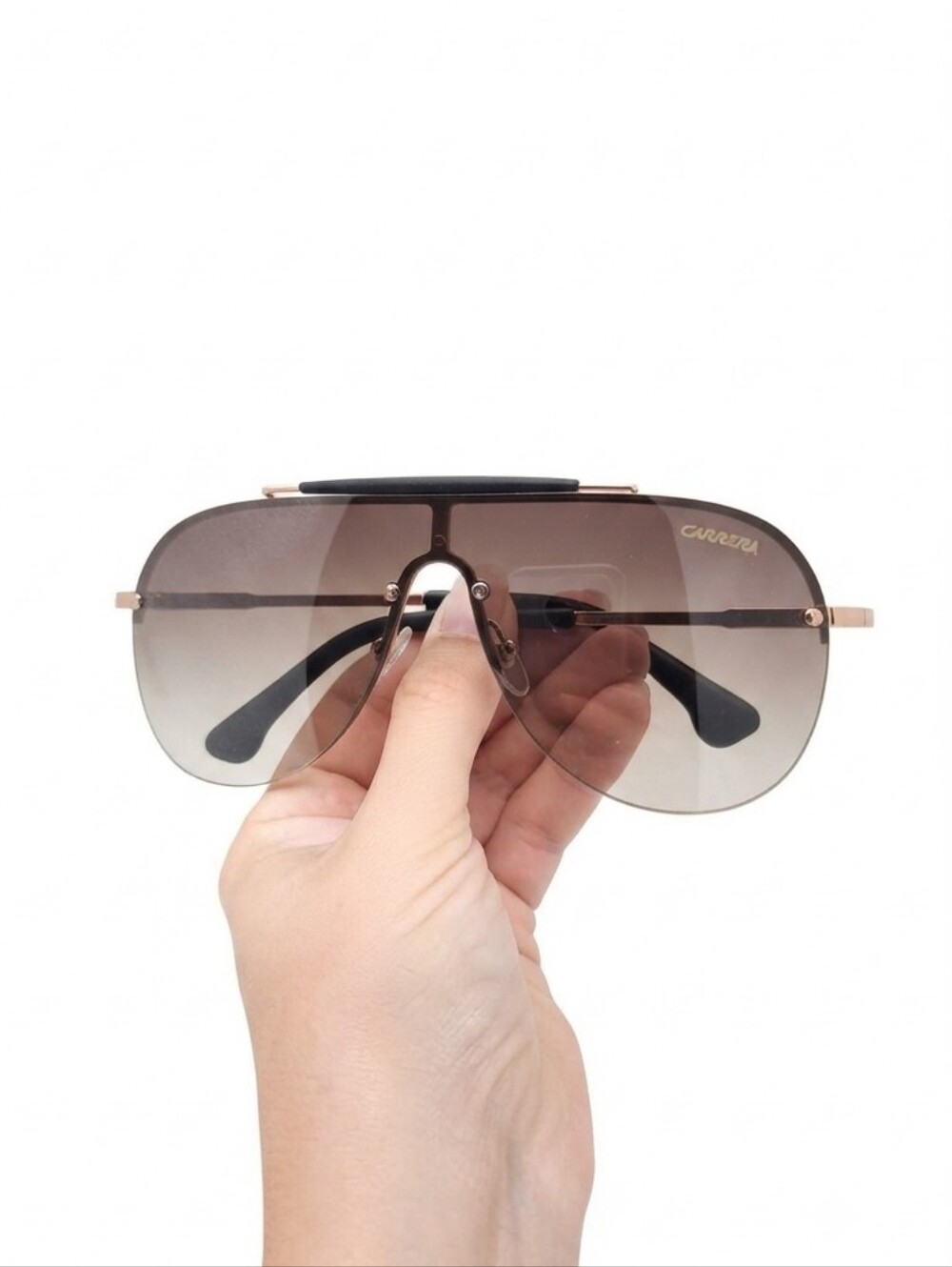 ​Carrera MB 721 Shield Sunglasses - Gold Frame, Gradient Lens (Missing One Screw